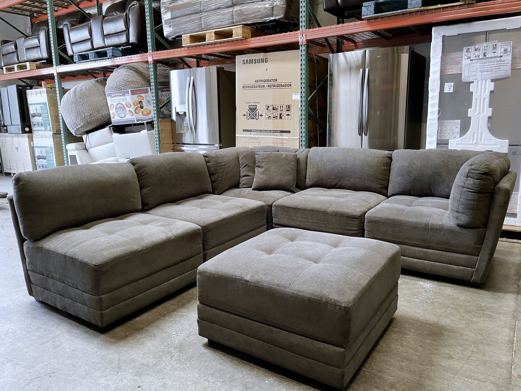 Norris 6pc Fabric Modular Sectional, Gray
