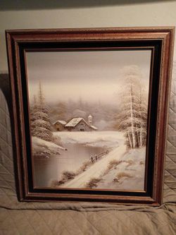Framed Alan Lampert oil painting