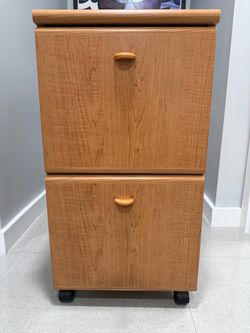2-Drawer Wood Rolling File Cabinet