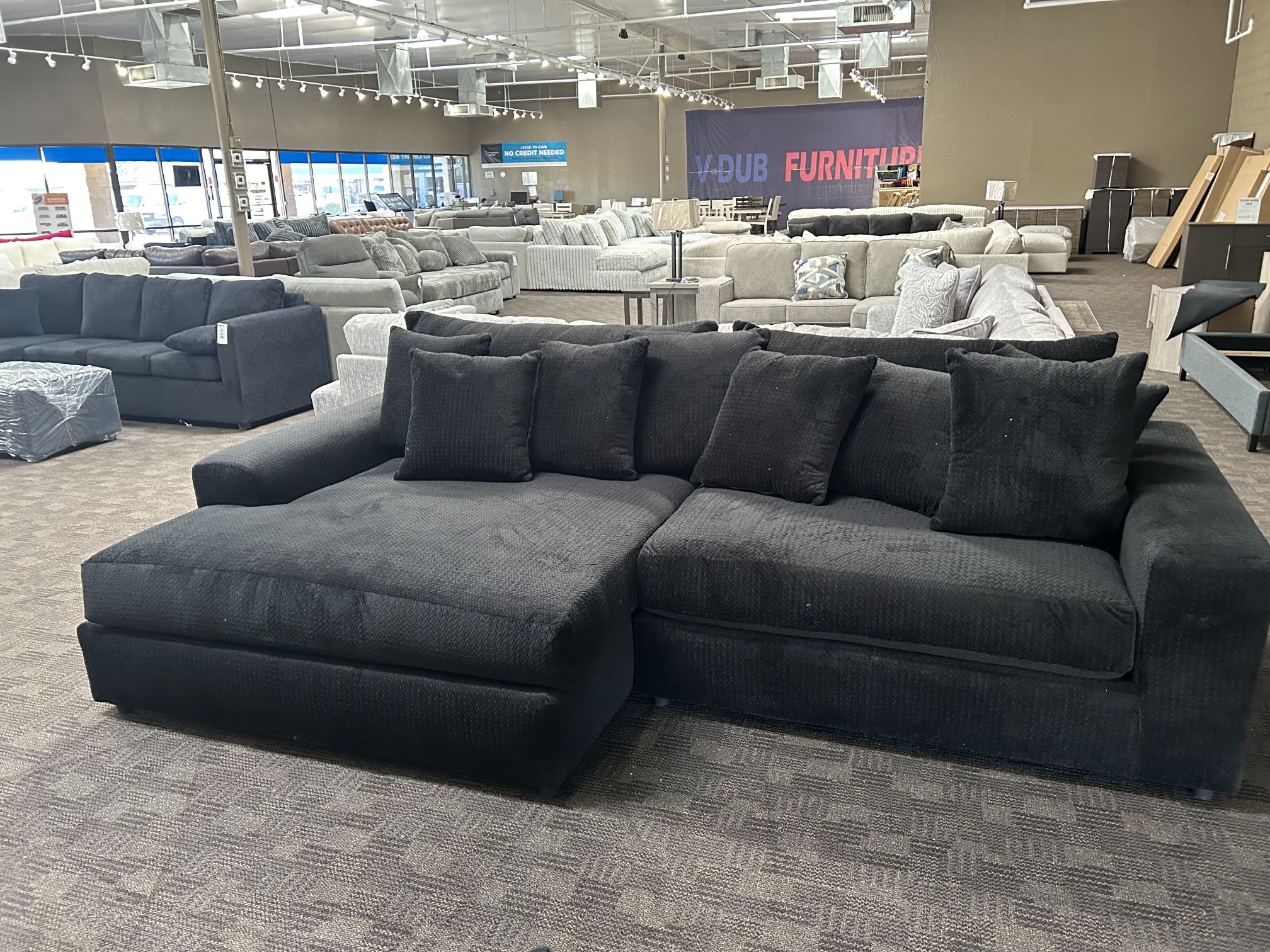 Big Soft Black Sectional Couch