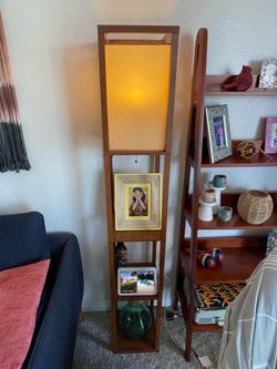 Modern Wood Shelf Floor Lamp