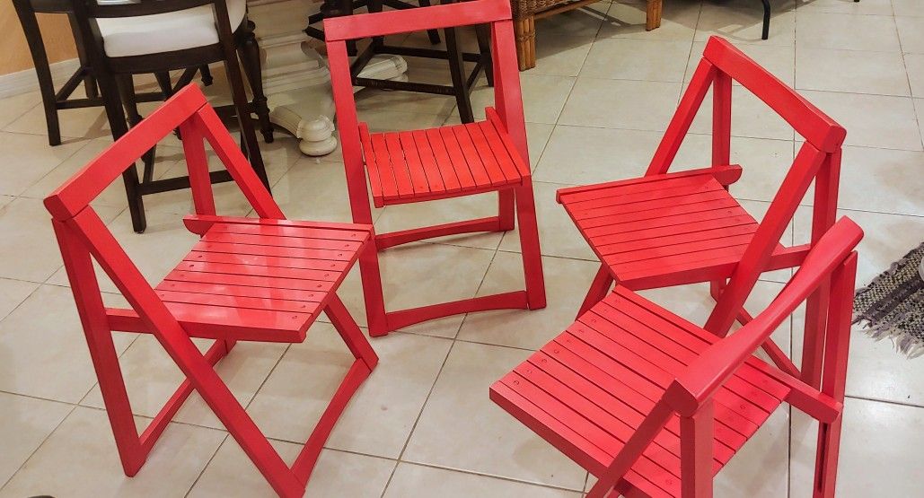 2 Vintage Folding Wood Dining Chairs