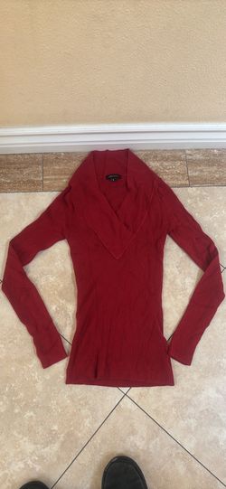 BCBG Max Azria Red Ribbed Shawl Collar Sweater Women’s Size Small