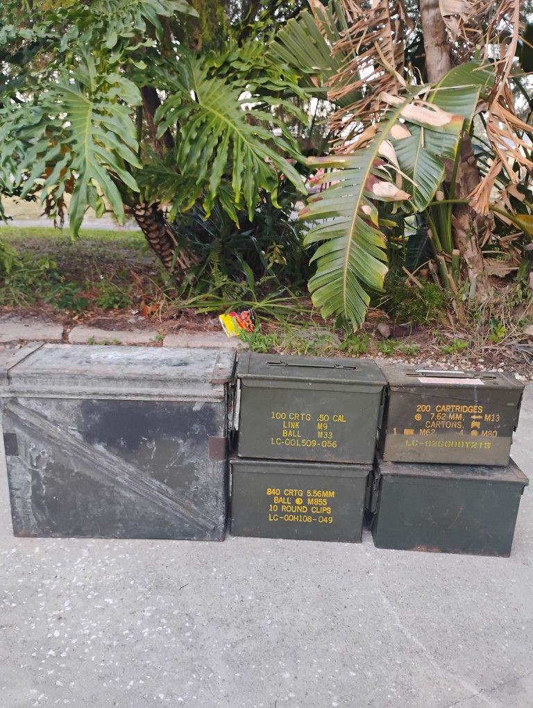 Five Metal Storage Boxes