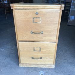 Oak File Cabinet Two Drawer