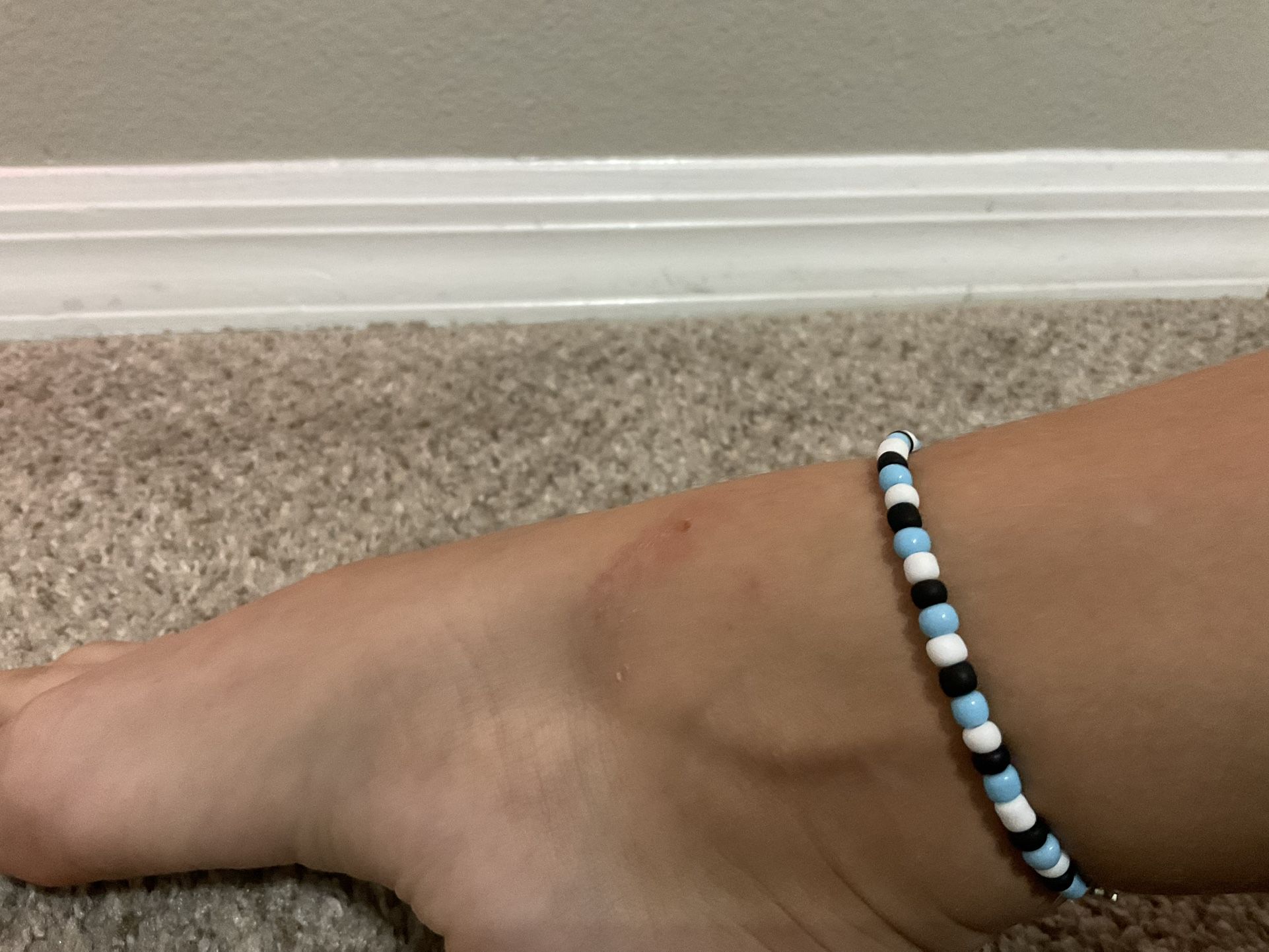 Black Blue And White Anklet But Can Also Be Worn As An Bracelet Made By Bella’s Boutique