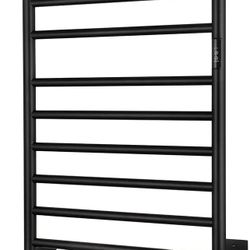 Wall Mounted Towel Warmer 10 Bars with Plug-in and Hardwired Options 3 Working Modes Black Stainless Steel 21” W 34” H