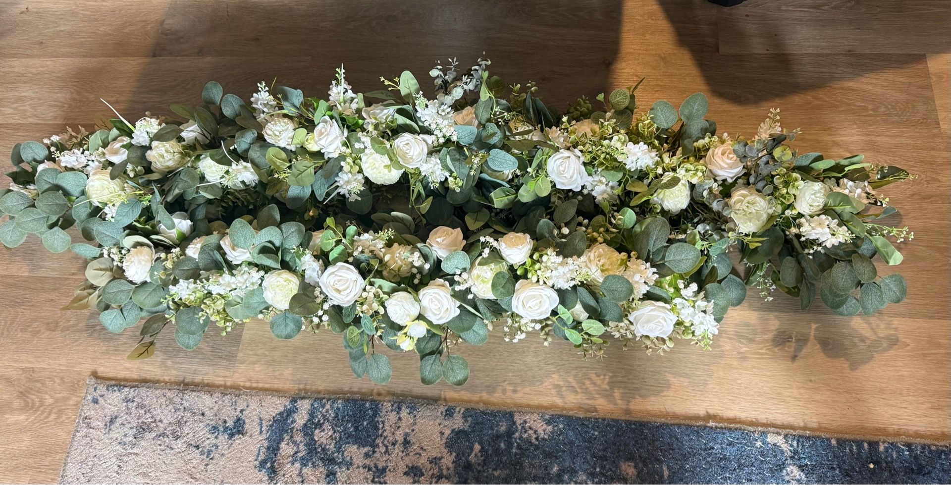 Luxury Faux Wedding Arch Florals – 42” & 60” Ivory/Eucalyptus Arrangements