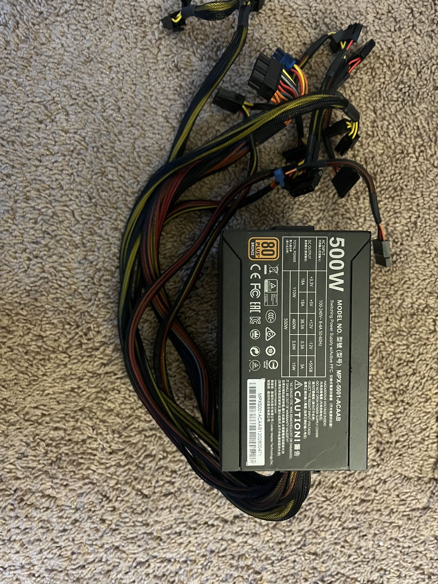 Cooler Master MWE bronze 500 power supply