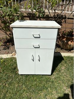 White Storage Cabinet with Drawers and Doors