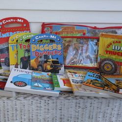 Construction Board Books and Jumbo Floor Puzzle Set - Flaps, Book Textures and Slides