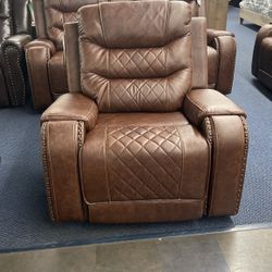 Faux Leather Swivel Glider Recliner Chair