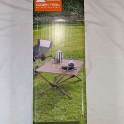 Ozark Trail Aluminum Roll-Top Camping Table, Dark Brown