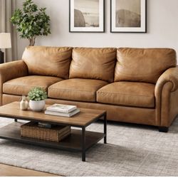 Real Leather Couch - Modern- Great Deal Must See!