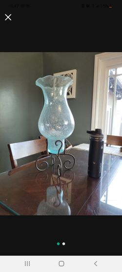 Metal And Cracked Glass Vase
