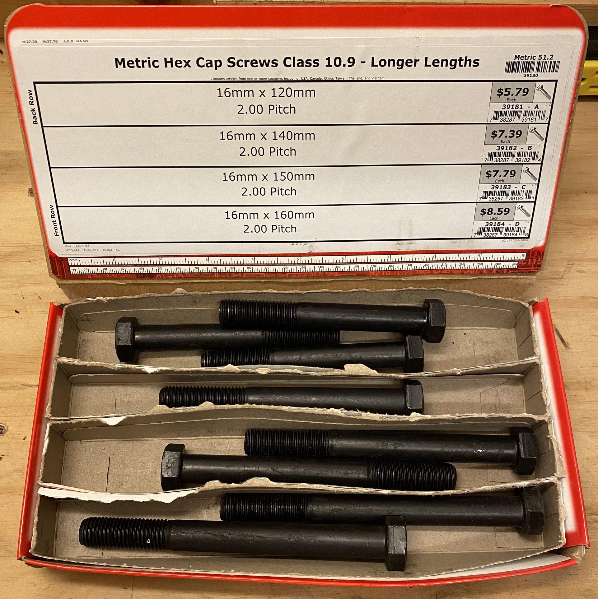 Metric Hex Cap Screws Class 10.9 - Longer Lengths