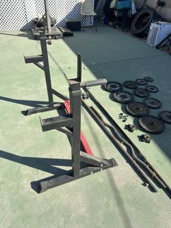 Squat Rack, Weights, Bars