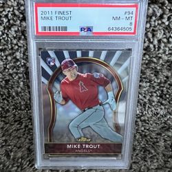 2011 Topps Finest Mike Trout Rookie RC #94 PSA 8 NM-MT Los Angeles Angels 