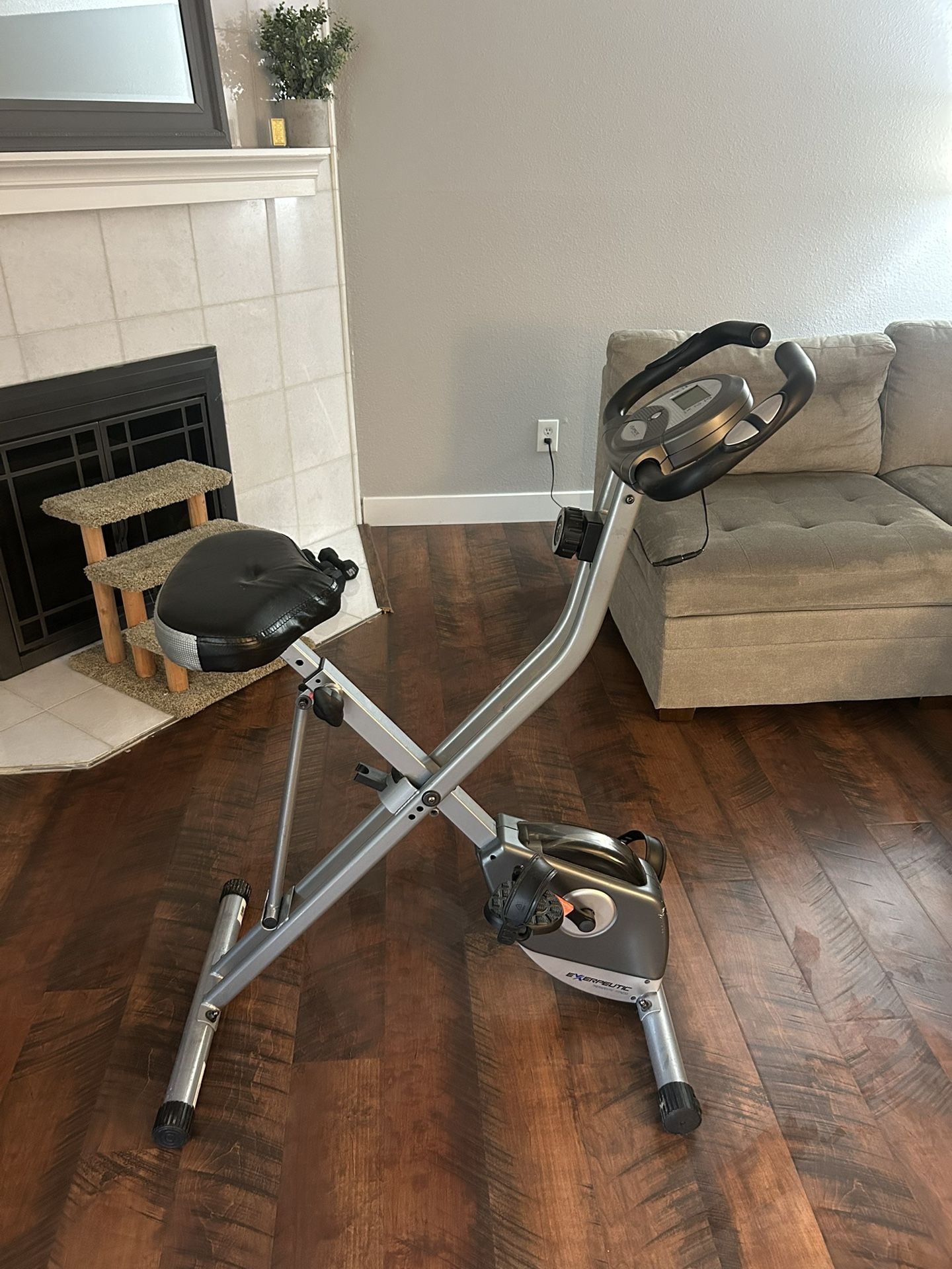 Exerpeutic Foldable Exercise Bike, 8 levels of Resistance Stationary Bicycle with Airsoft Seat, LCD Display to Track Distance, Calories.