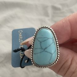 Charlotte And Lexi Turquoise Silver Ring *new