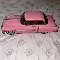 Vintage Auto De Luxe Friction Toy Car 1950 Pink Cadillac 