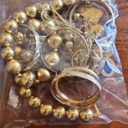Mystery Bag Of Gold Tone Jewelry 