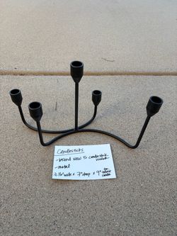 Black Metal 5-Arm Candlestick Holder
