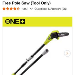 Exclusive RYOBI ONE+ 18V 8 in. Cordless Oil-Free Pole Saw (Tool Only)