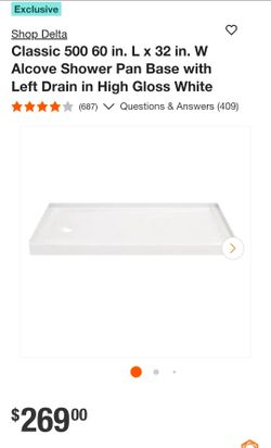 Delta Classic 500 60x32 Alcove Shower Pan Base