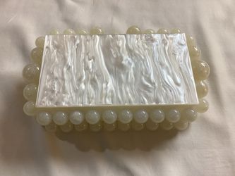 NOGIS acrylic clutch purse white with marbling clutch or crossbody