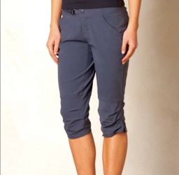 PRANA Jasmine Knicker Capri Crop Pants Stretch 4-Pockets Cinch Waist Size 10 Gray 
