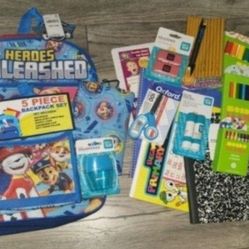 New Kids Paw Patrol Backpack 5pc School Supplies School Bag Mochilla De Nino Colores 