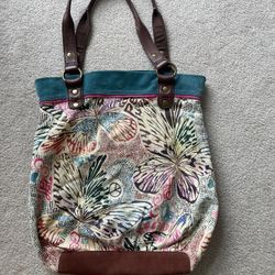 Lucky Brand Fabric Butterfly Design Shoulder Bag 