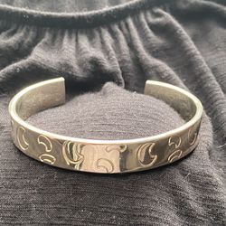 Sterling Silver High Polished Cuff Moon Bangle Bracelet