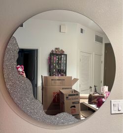 Round Rhinestone Decorative Mirror