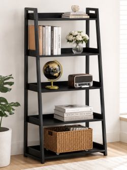 Ladder Shelf, Ladder Bookshelf 5-Tier 74.8in Tall, Industrial Bookcase and Bookshelf, Display Shelf Metal Frame for Home Office, Bathroom, Living Room