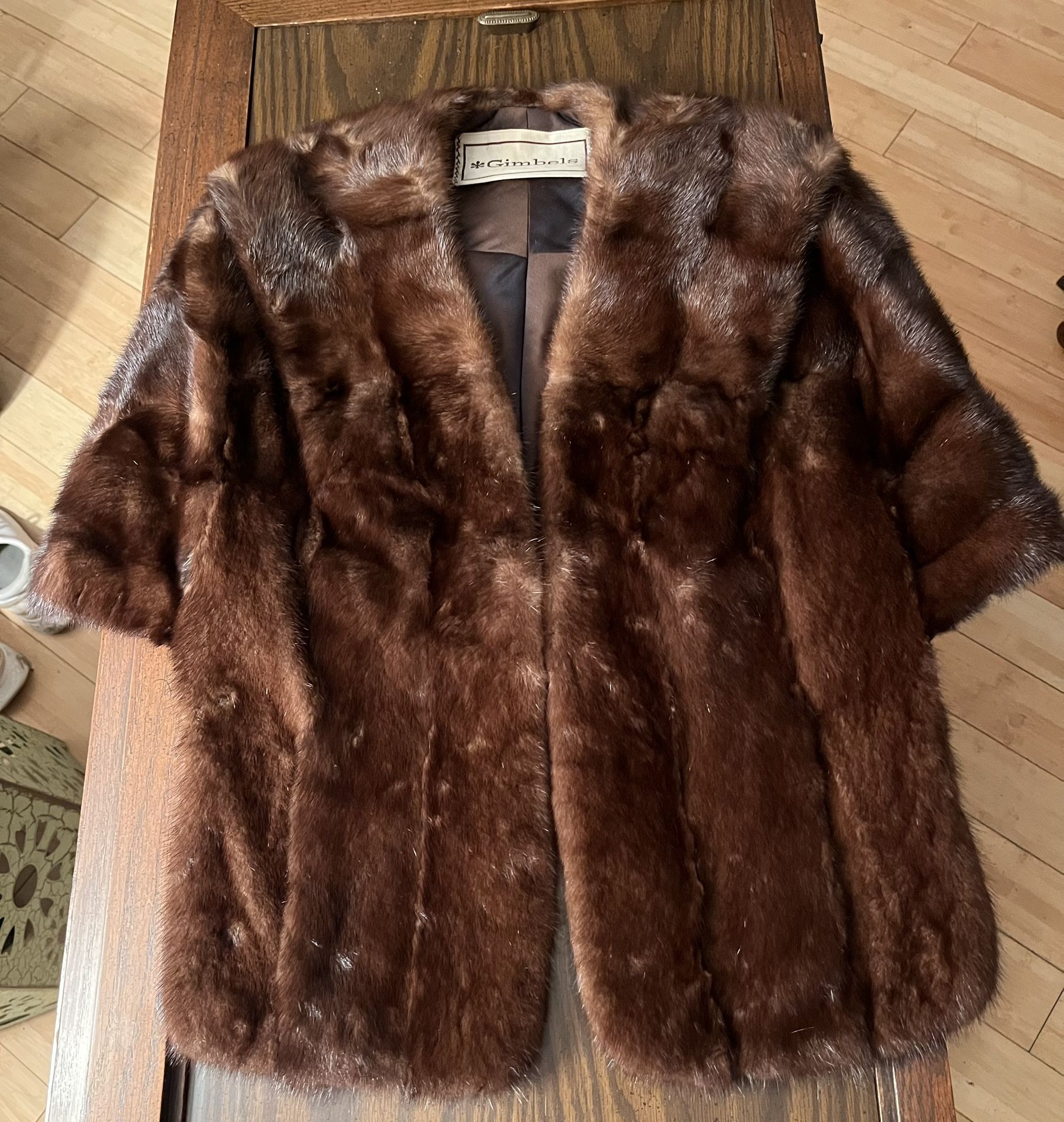 Gimbel Brothers 1960s Silk Lined Mink Fur Cape w/ Garment Bag