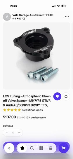 15 ECS Tuning - Atmospheric Blowoff Valve Spacer - MK7/7.5 GTI/R & Audi A3/S3/RS3 8V/8Y, TTS,