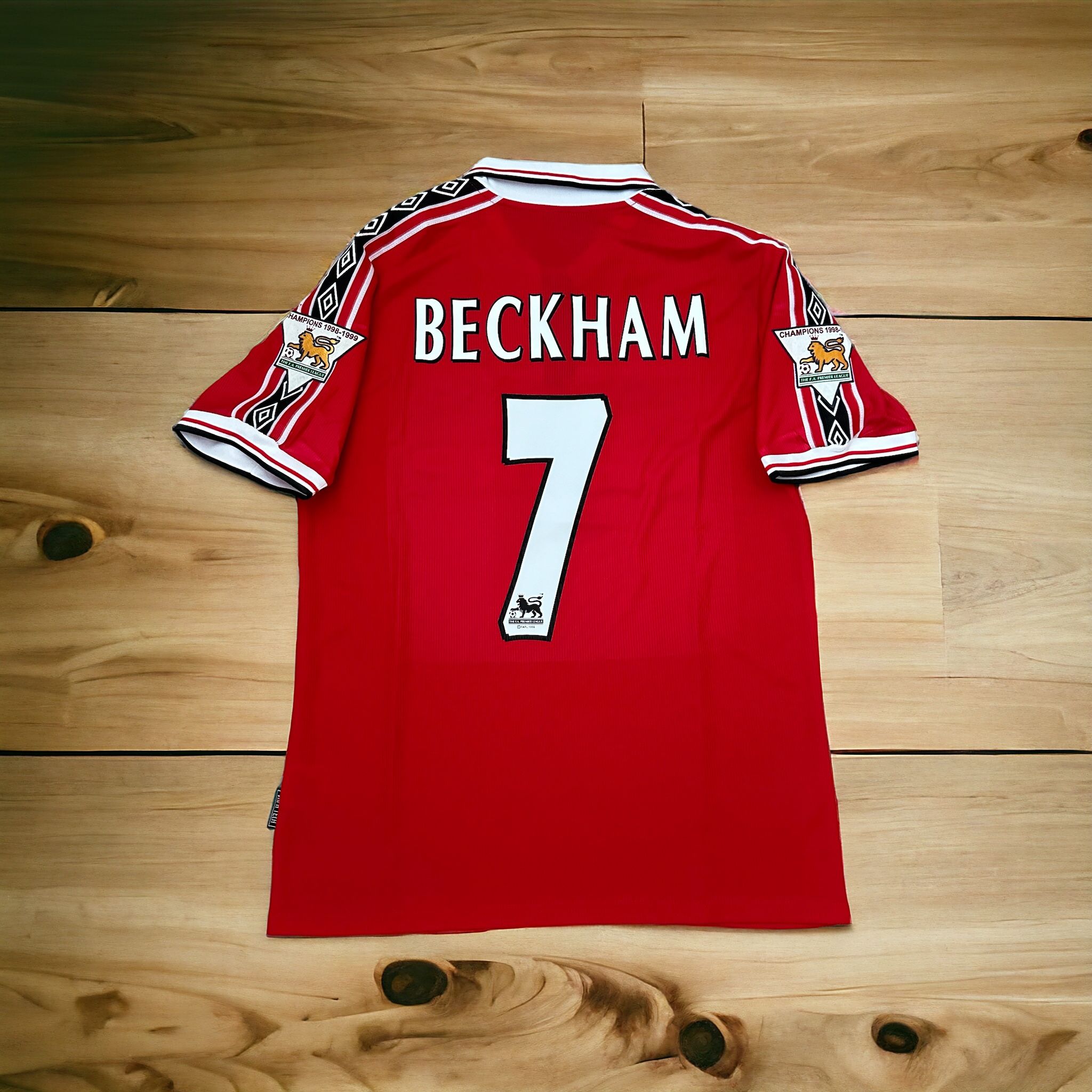 Manchester United 98/99 Retro David Beckham 7 Red Home Football Shirt Men size L
