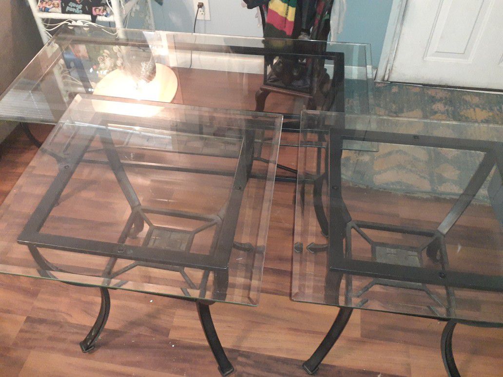 Matching! Glass Top Coffee Table & Side Tables 3pc Set