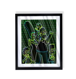 the simpsons custom art piece on black frame