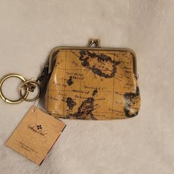 Patricia Nash European map coin purse keychain