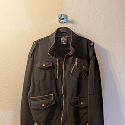 Counter Attack Black Jacket with Golden Zipper  Men's Size 2XL
