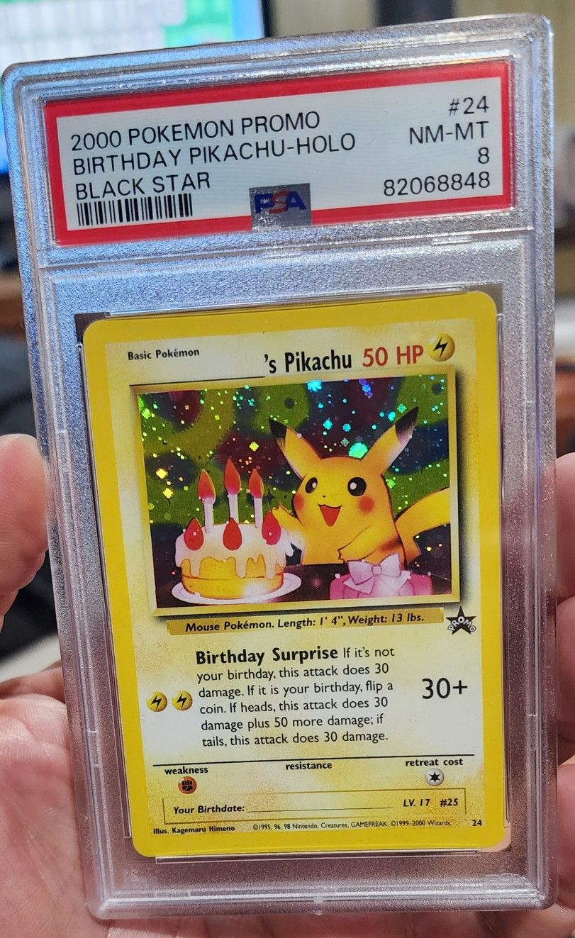 FS/NFT - PSA 8 - 2000 POKEMON BIRTHDAY PIKACHU HOLO BLACK STAR PROMO #24
