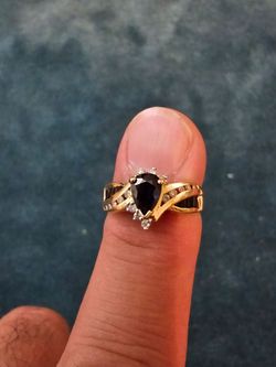 14k yellow gold with sapphire and diamonds