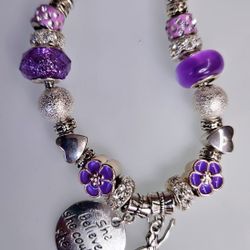 “She Believed She Could So She Did” Chunky Charm Bracelet 