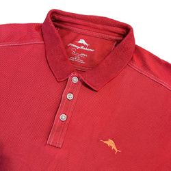Tommy Bahama Supima Mens Large Red Polo Shirt Supima Cotten Blend Casual Golf