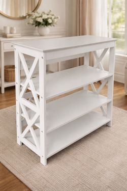 New Four-Tier Bookcase in White Wood Finish Already Assembled 