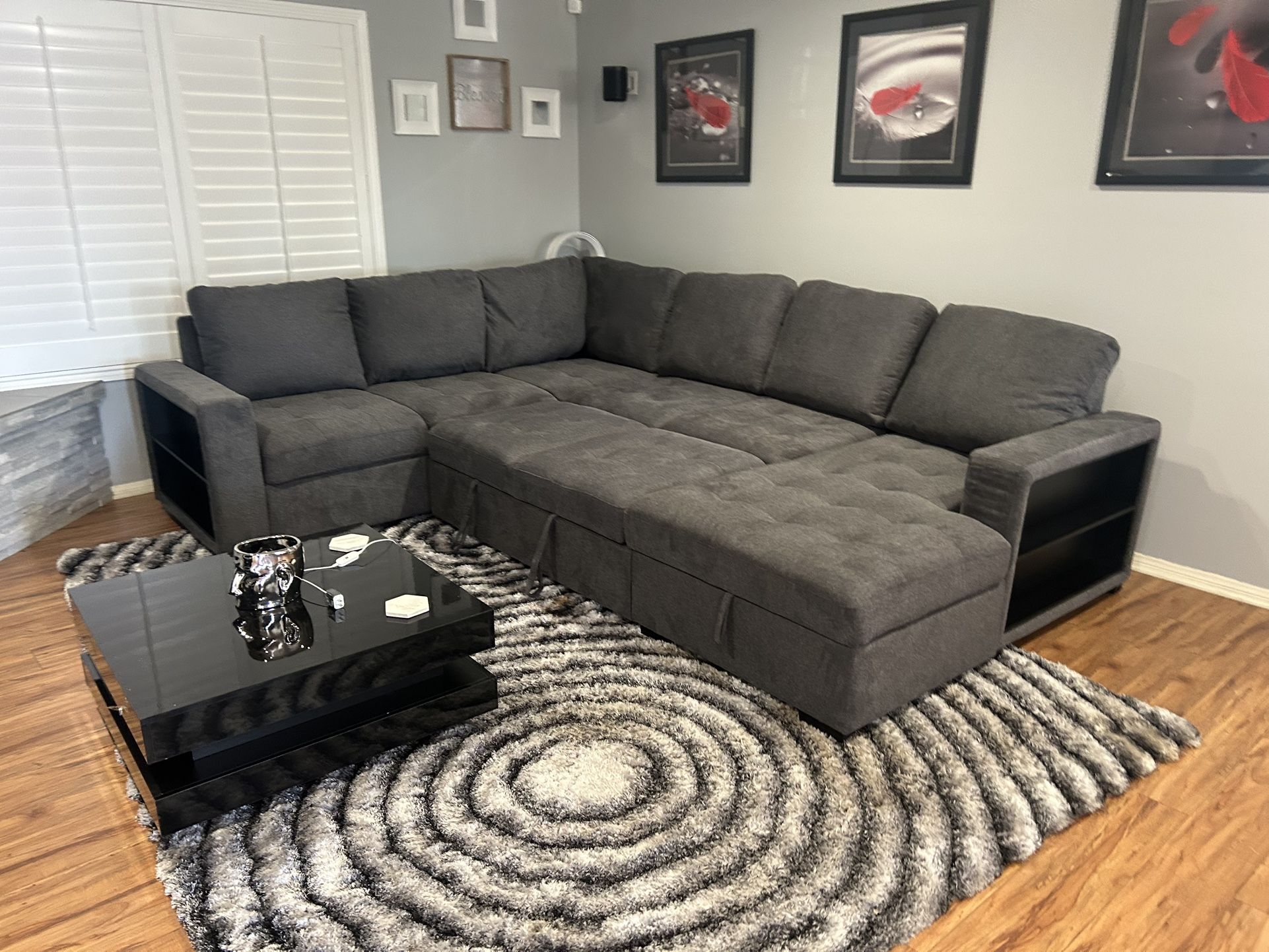 Brand New Super Plush Comfy Storage Pullout Sectional Sofa