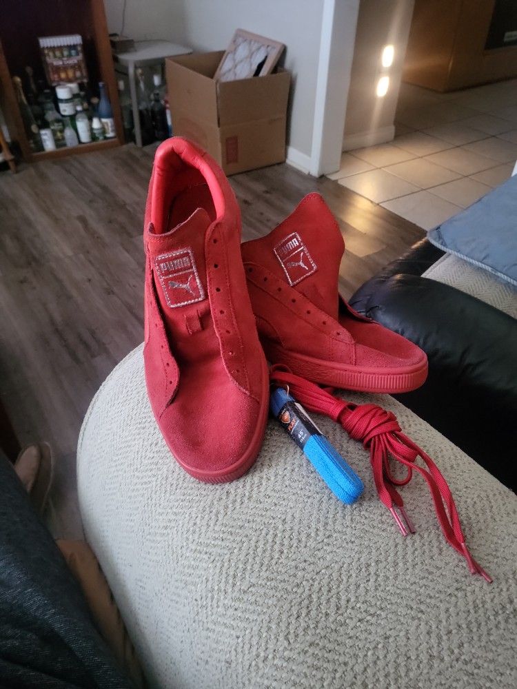 Red Suede Pumas